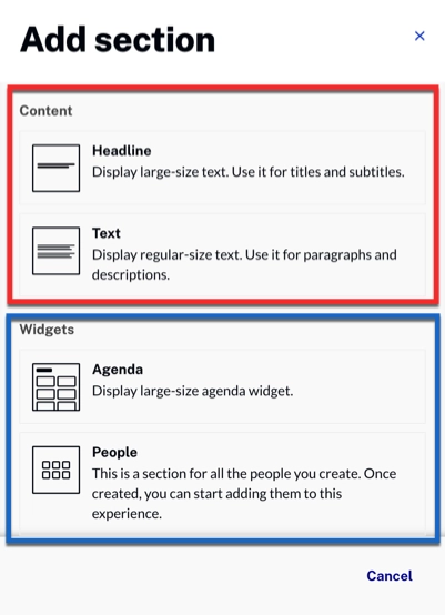 content  and widgets