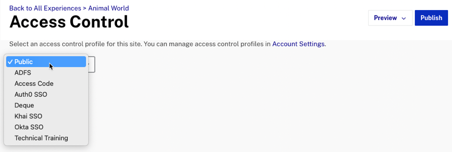 select access control profile